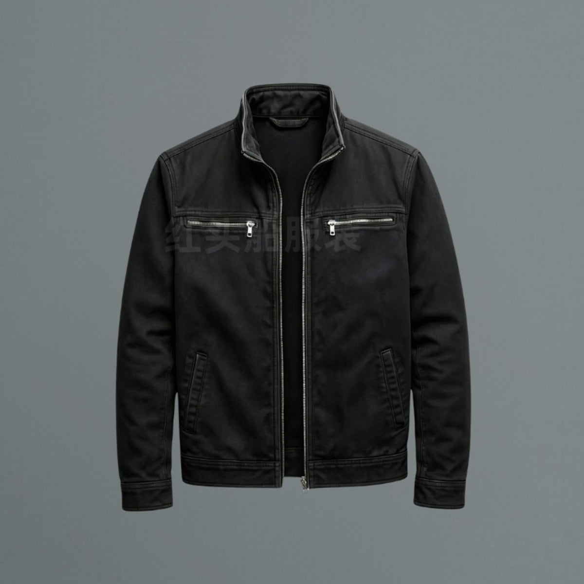 Chaqueta bomber ajustada para hombre con cuello alto y cremallera completa