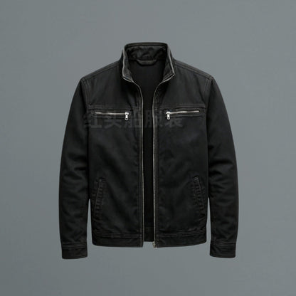 Chaqueta bomber ajustada para hombre con cuello alto y cremallera completa