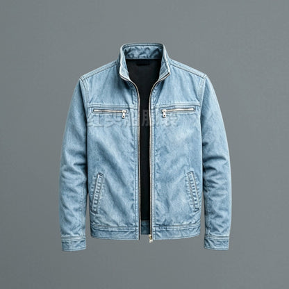 Chaqueta bomber ajustada para hombre con cuello alto y cremallera completa