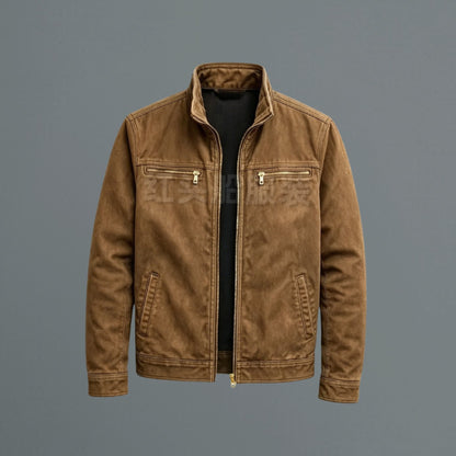 Chaqueta bomber ajustada para hombre con cuello alto y cremallera completa