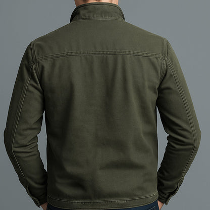 Chaqueta bomber ajustada para hombre con cuello alto y cremallera completa