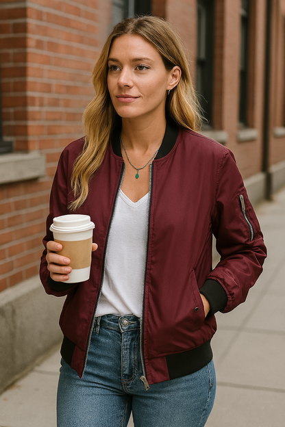 Chaqueta bomber con cremallera para mujer
