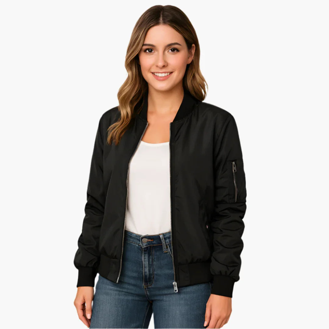 Chaqueta bomber de manga larga para mujer