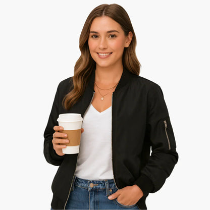Chaqueta bomber de manga larga para mujer