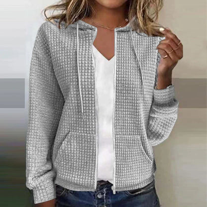 Chaqueta cómoda para mujer con estampado de cuadros