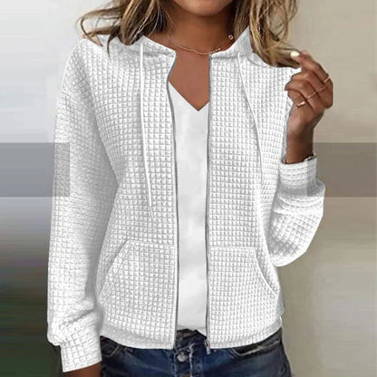 Chaqueta cómoda para mujer con estampado de cuadros