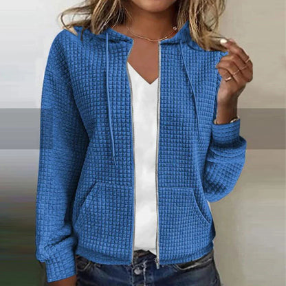 Chaqueta cómoda para mujer con estampado de cuadros