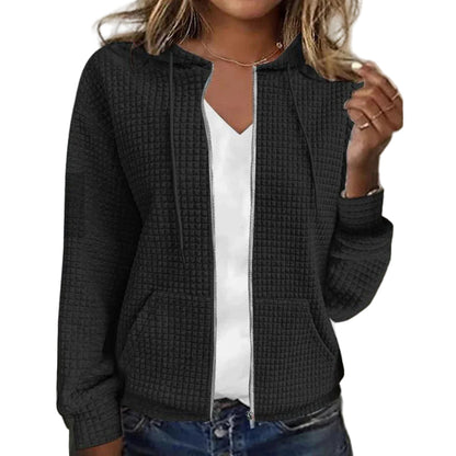 Chaqueta cómoda para mujer con estampado de cuadros