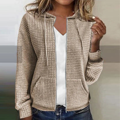 Chaqueta cómoda para mujer con estampado de cuadros