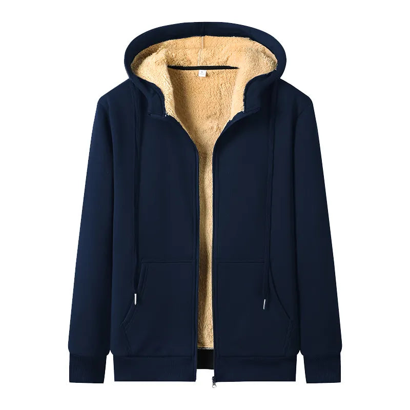 Chaqueta con capucha de cordero de invierno cálida en tallas grandes