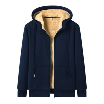 Chaqueta con capucha de cordero de invierno cálida en tallas grandes