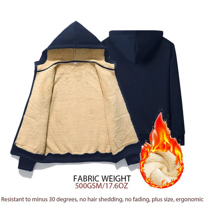Chaqueta con capucha de cordero de invierno cálida en tallas grandes