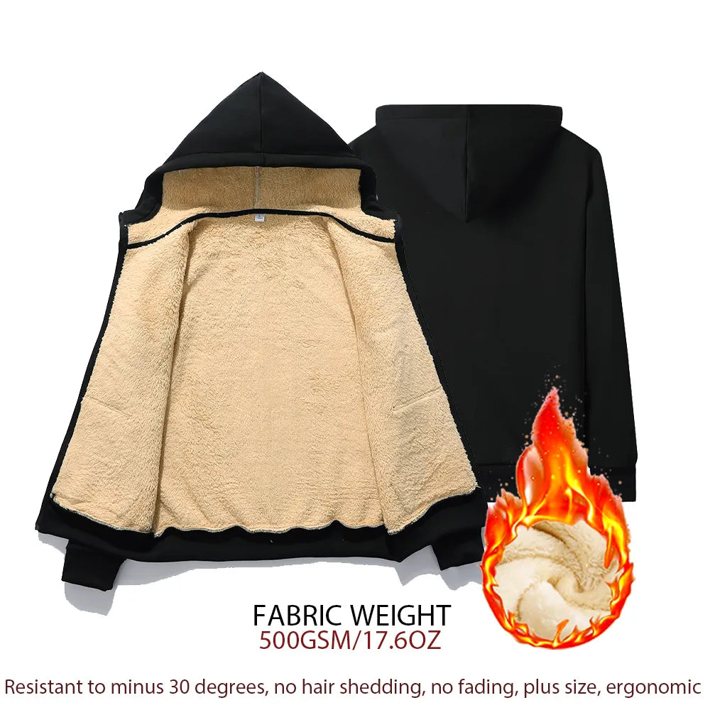 Chaqueta con capucha de cordero de invierno cálida en tallas grandes