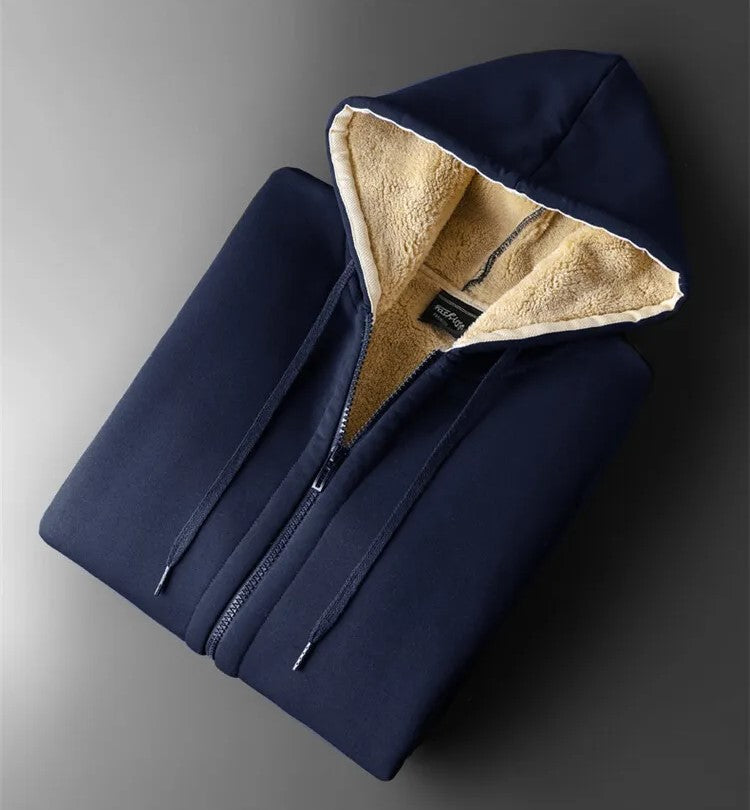 Chaqueta con capucha de cordero de invierno cálida en tallas grandes