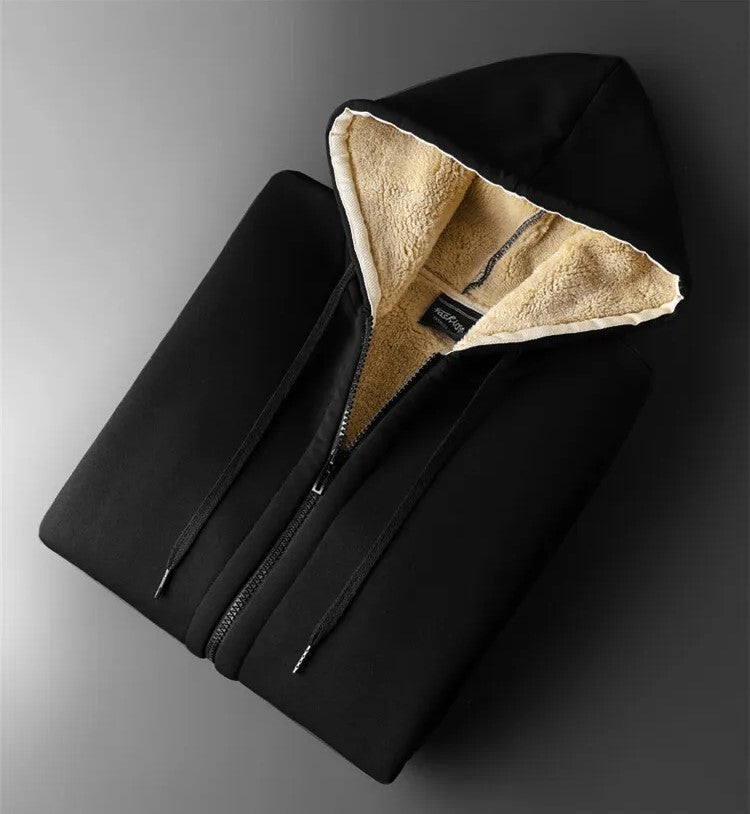 Chaqueta con capucha de cordero de invierno cálida en tallas grandes