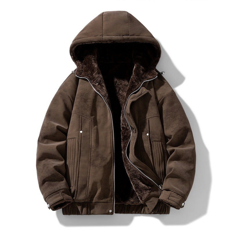 Chaqueta con capucha para hombre con forro de borreguito y efecto ante sintético