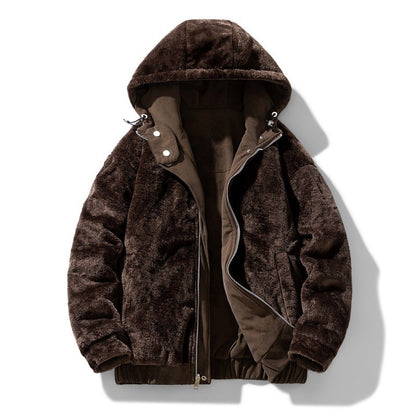 Chaqueta con capucha para hombre con forro de borreguito y efecto ante sintético