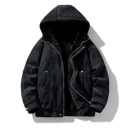 Chaqueta con capucha para hombre con forro de borreguito y efecto ante sintético