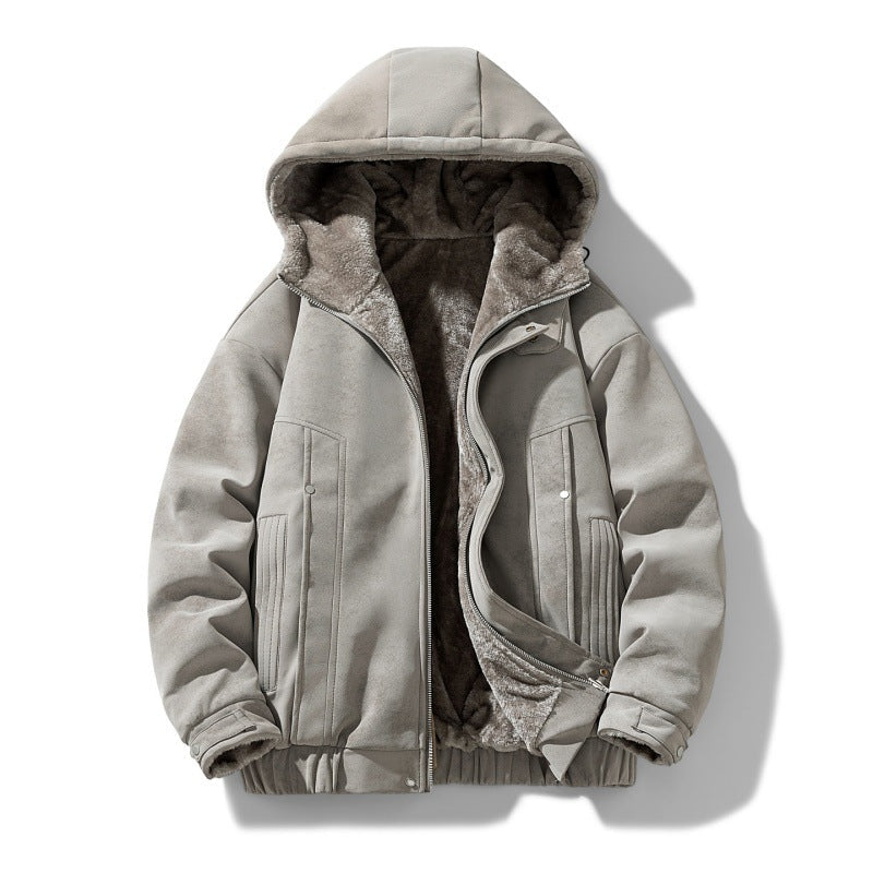 Chaqueta con capucha para hombre con forro de borreguito y efecto ante sintético