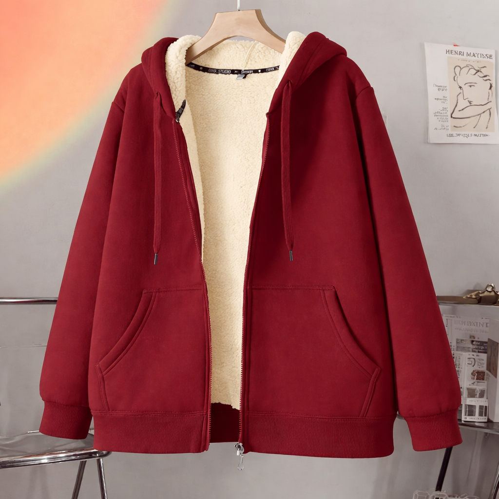 Chaqueta con capucha y cremallera de corte regular con interior forrado – Silueta estilizada