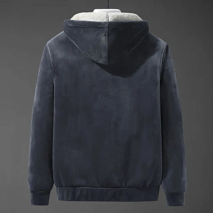 Chaqueta con capucha y forro de borrego para hombre