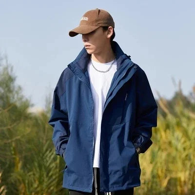 Chaqueta cortavientos impermeable con capucha desmontable