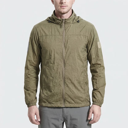 Chaqueta cortavientos táctica ligera con capucha para hombre