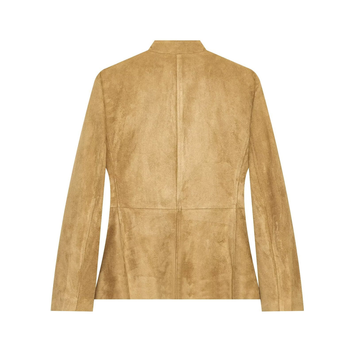 Chaqueta de ante de estilo militar con cuello alto para mujer