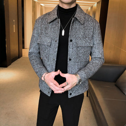 Chaqueta de cuadros abotonada para hombre