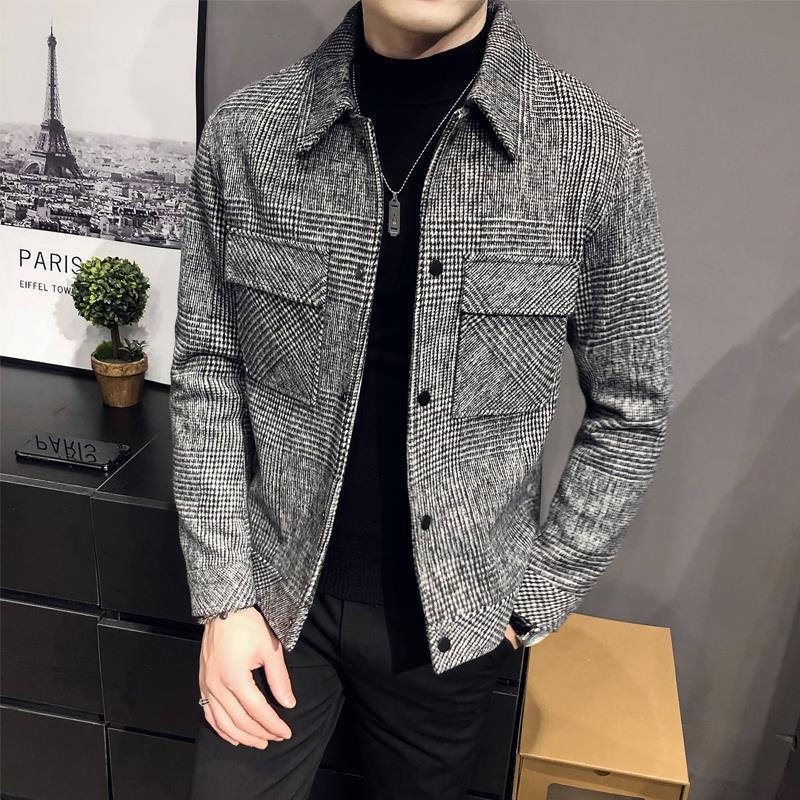 Chaqueta de cuadros abotonada para hombre