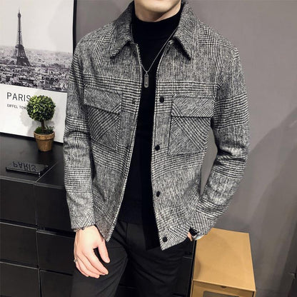 Chaqueta de cuadros abotonada para hombre