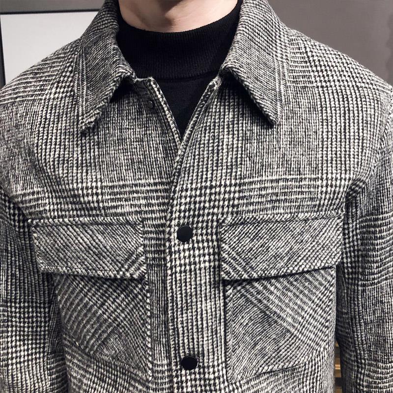 Chaqueta de cuadros abotonada para hombre