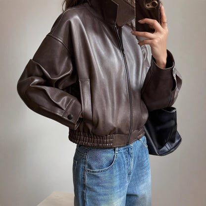 Chaqueta de cuero de manga larga para mujer Elvira