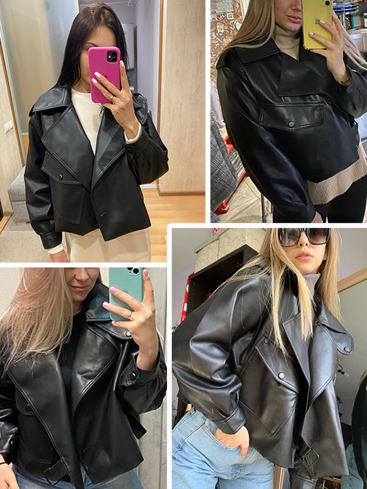 Chaqueta de cuero para mujer