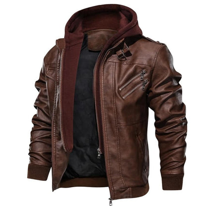Chaqueta de Motocicleta de Cuero Sintético para Hombre