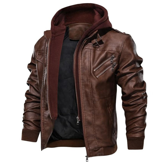 Chaqueta de Motocicleta de Cuero Sintético para Hombre