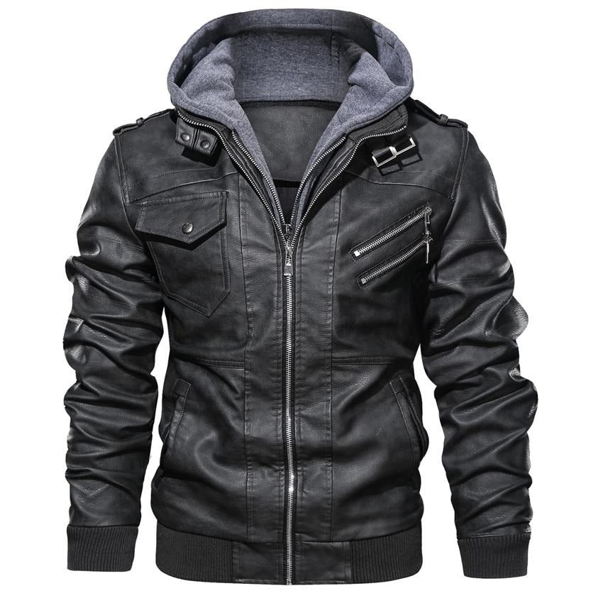 Chaqueta de Motocicleta de Cuero Sintético para Hombre