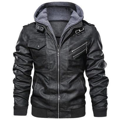 Chaqueta de Motocicleta de Cuero Sintético para Hombre