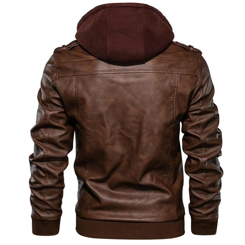Chaqueta de Motocicleta de Cuero Sintético para Hombre