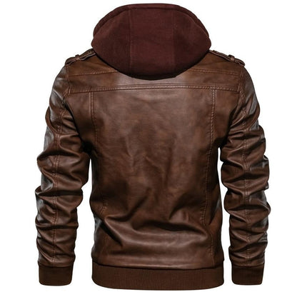 Chaqueta de Motocicleta de Cuero Sintético para Hombre