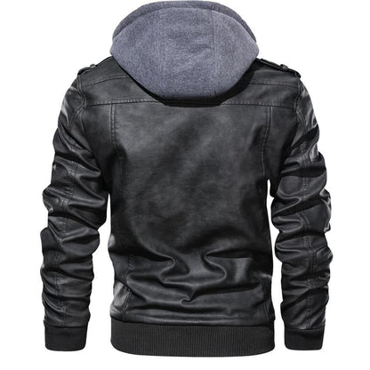 Chaqueta de Motocicleta de Cuero Sintético para Hombre