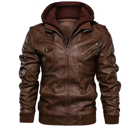 Chaqueta de Motocicleta de Cuero Sintético para Hombre