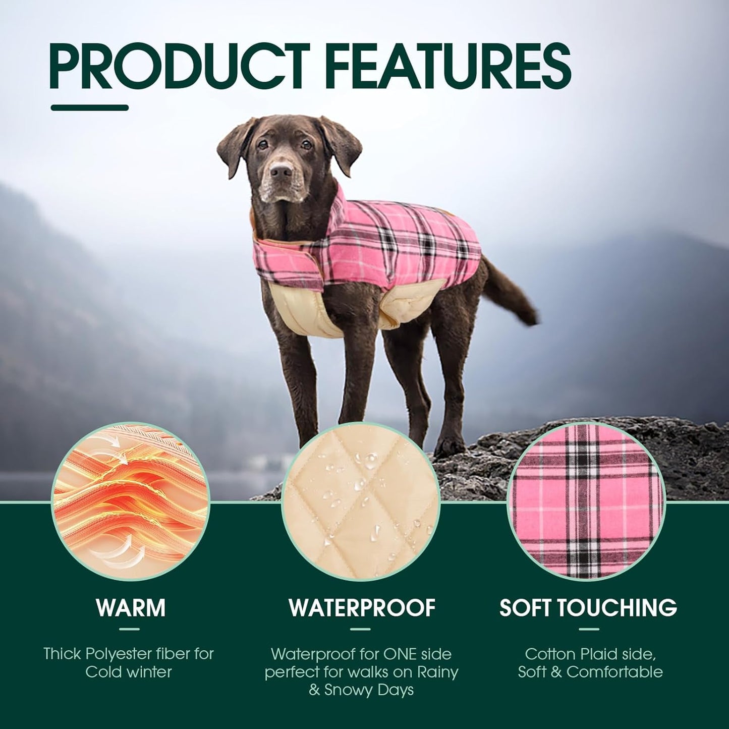 Chaqueta de Perro Impermeable y Acogedora – Abrigo de Invierno en Estilo Británico