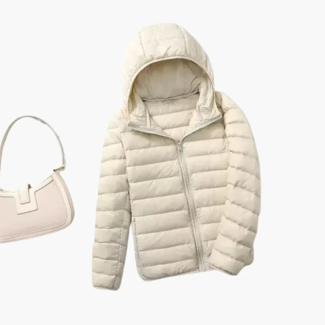 Chaqueta de plumón ultraligera con capucha para mujer