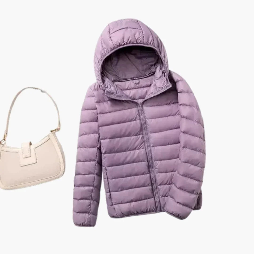 Chaqueta de plumón ultraligera con capucha para mujer