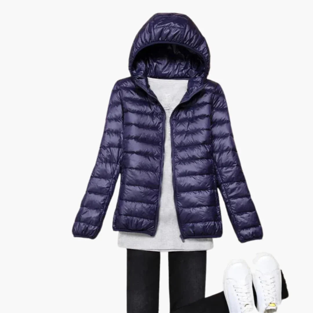Chaqueta de plumón ultraligera con capucha para mujer