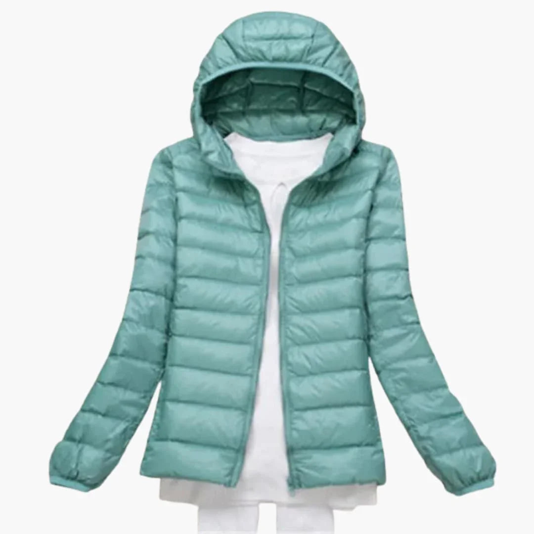 Chaqueta de plumón ultraligera con capucha para mujer