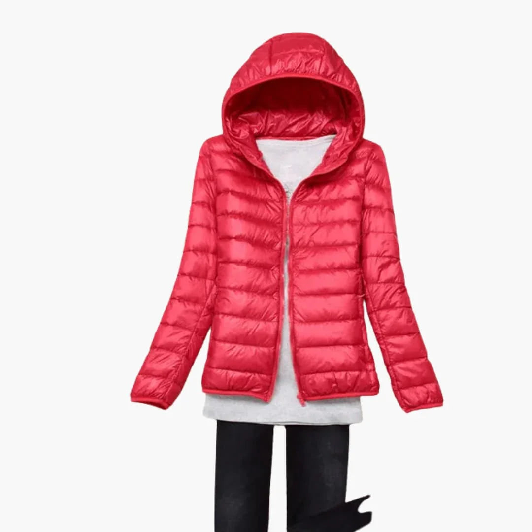 Chaqueta de plumón ultraligera con capucha para mujer