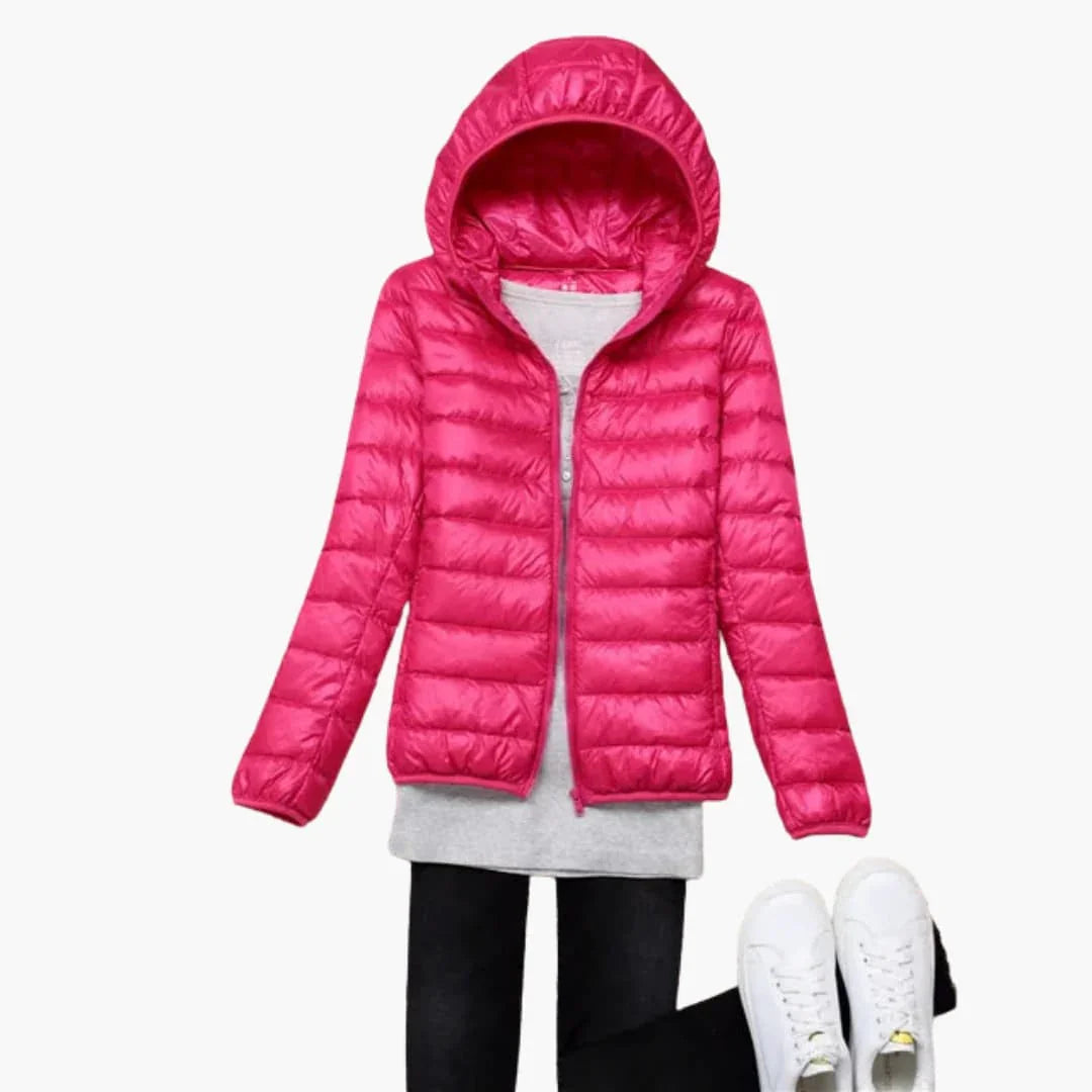Chaqueta de plumón ultraligera con capucha para mujer
