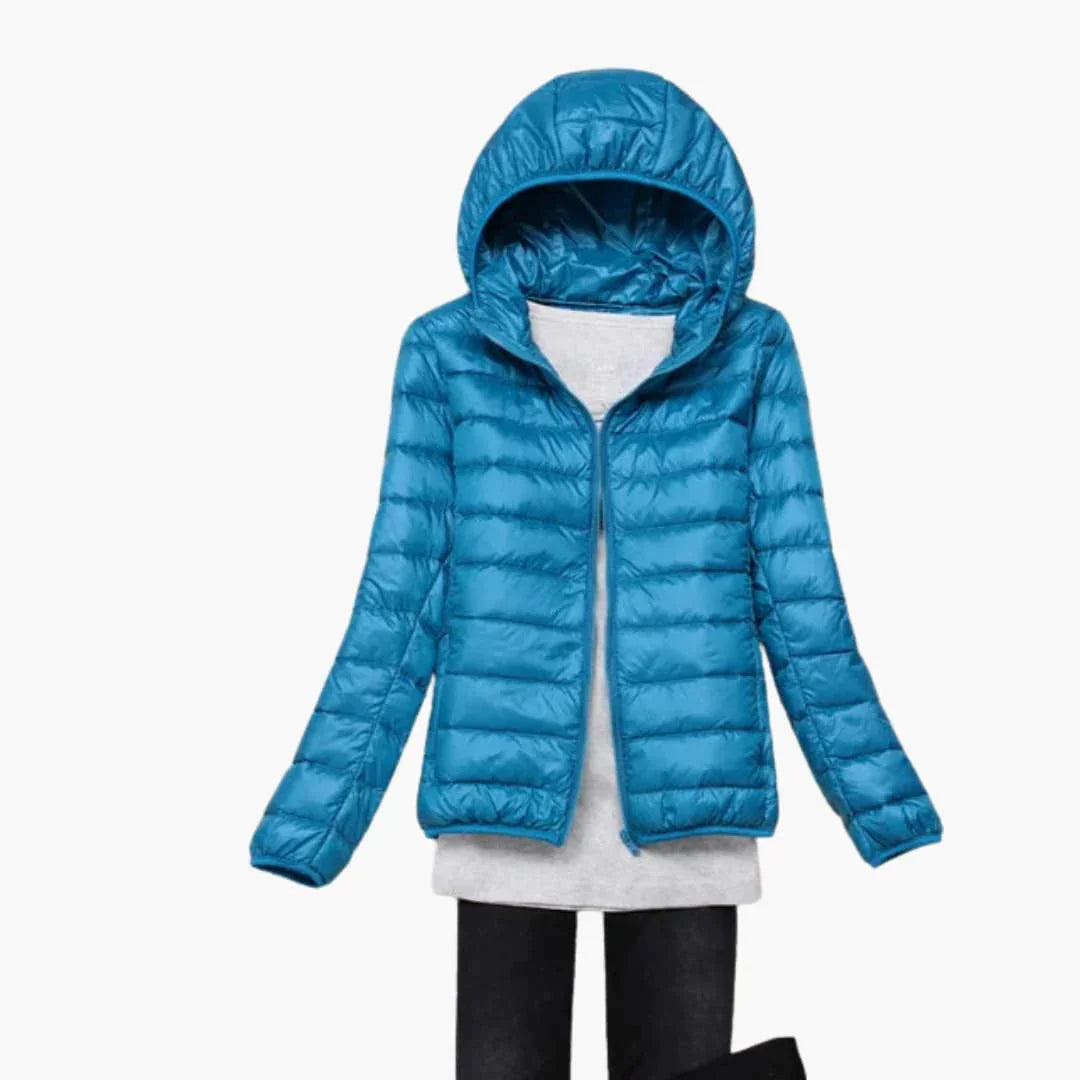 Chaqueta de plumón ultraligera con capucha para mujer